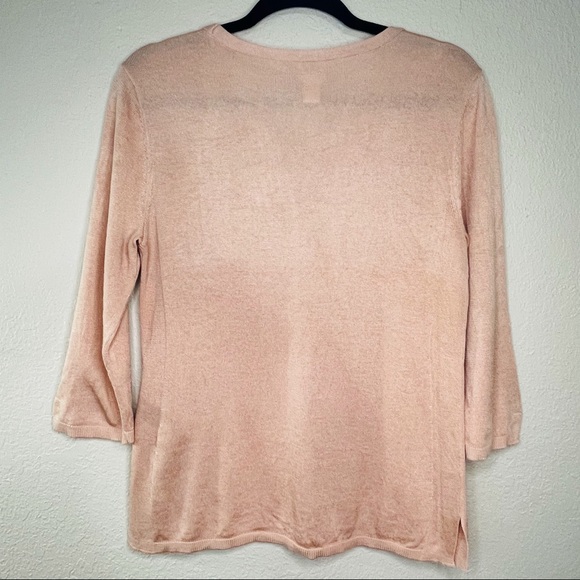 Chico's 3/4 Sleeve Cutout Blouse Light Pink M/8 - Picture 2 of 12
